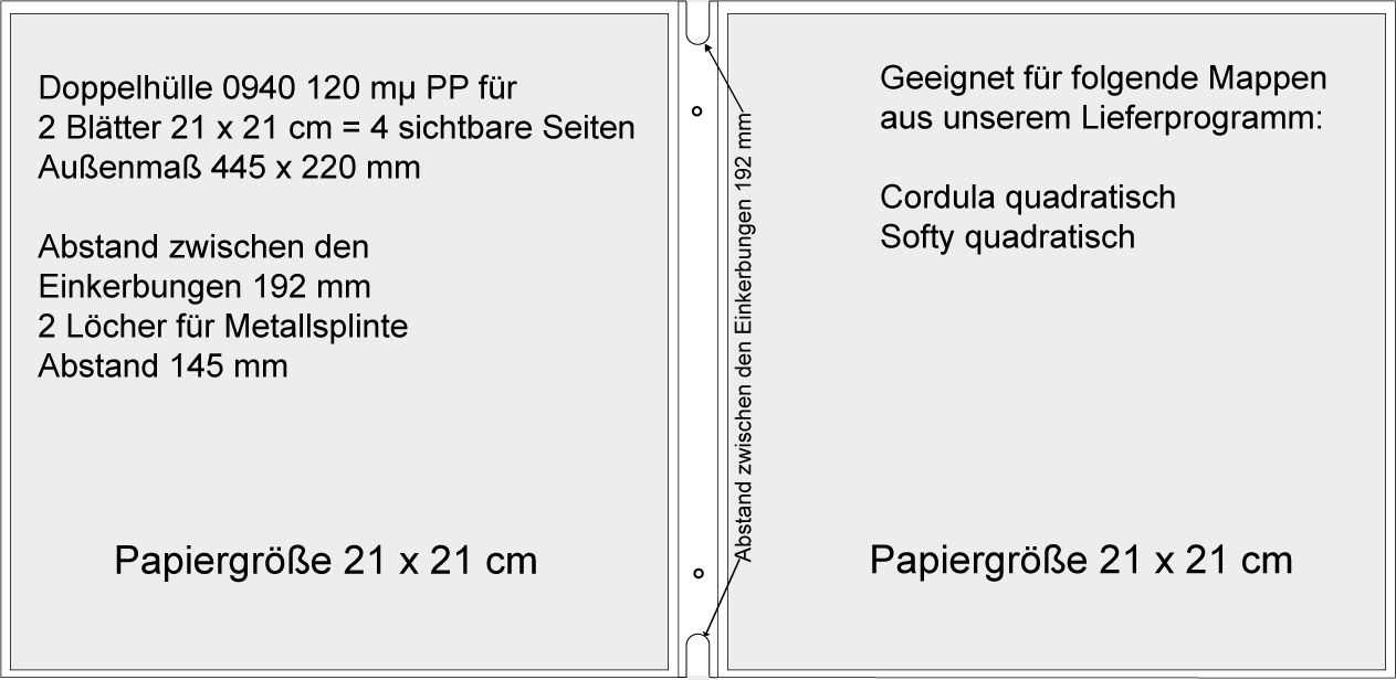 Speisekartenhüllen Doppelhüllen quadratisch